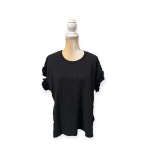 Current Elliott Recrafted Ruffle Sleeve Top Size 2 (US SIZE MEDIUM) Black